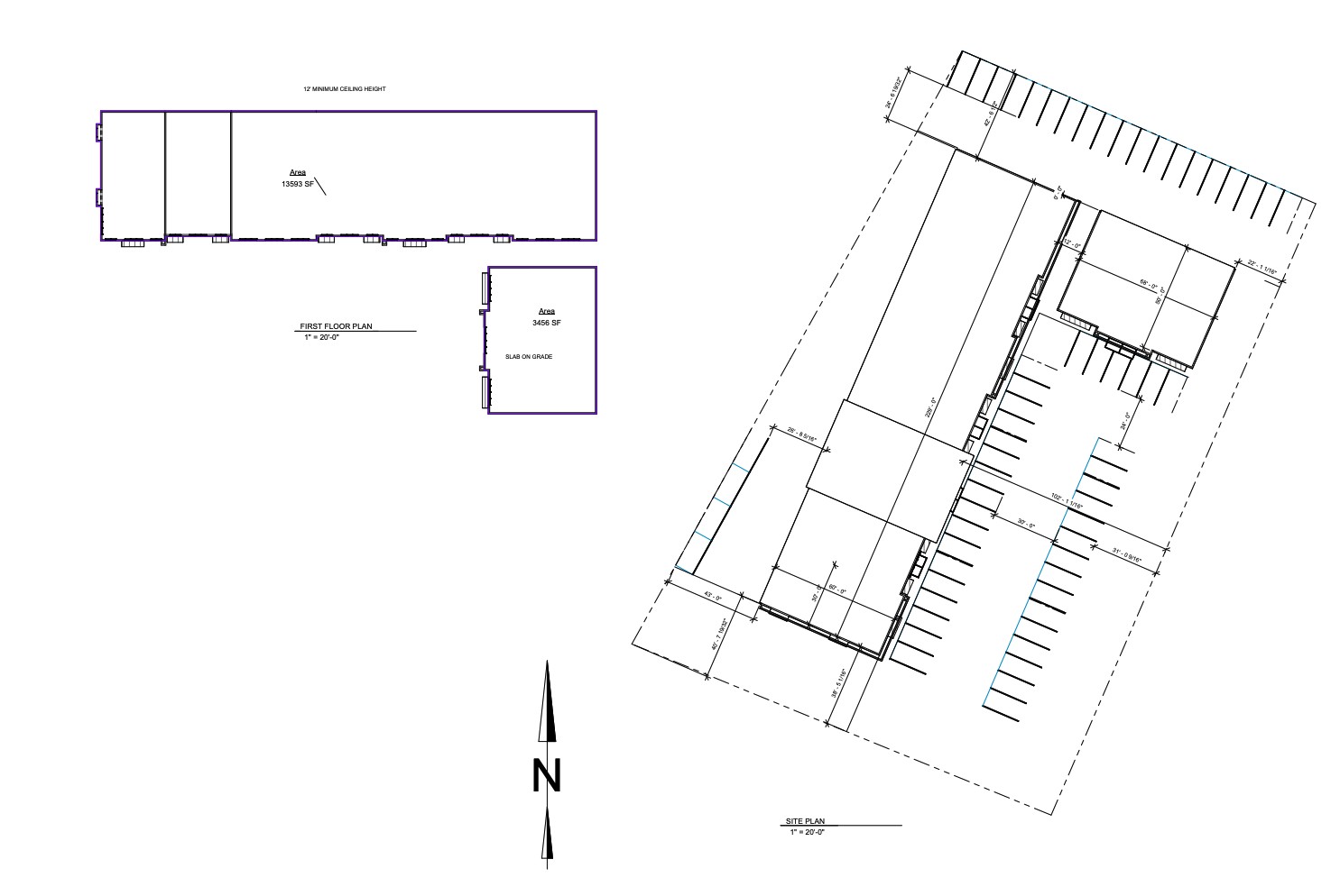 Anderson Commons site plan with building footprint and parking